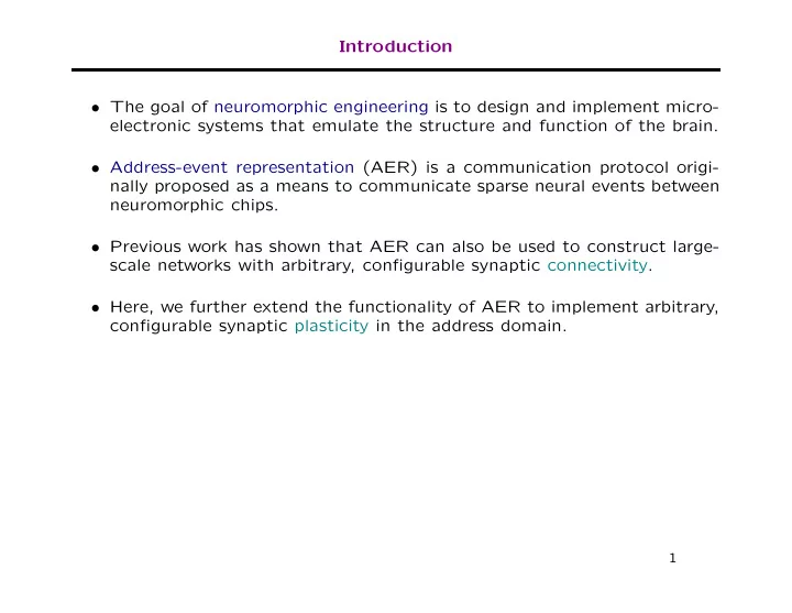 introduction the goal of neuromorphic engineering is to