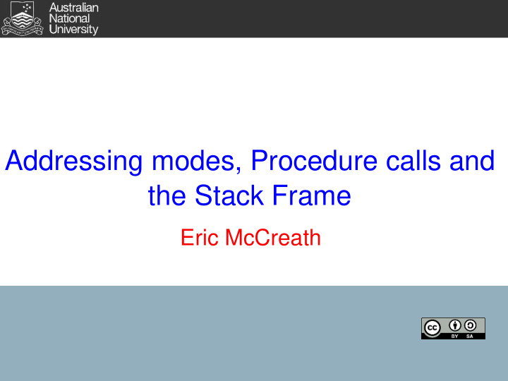 addressing modes procedure calls and the stack frame