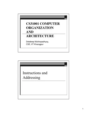 Instructions and  Addressing  1  ISA vs. Microarchitecture  ISA vs. Microarchitecture  An ISA or