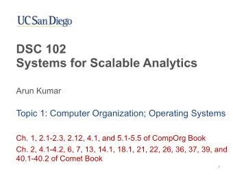 DSC 102   Systems for Scalable Analytics  Arun Kumar  Topic 1: Computer Organization; Operating