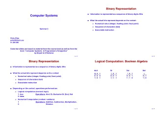 Computer Systems  What the actual bits represent depends on the context:    Numerical value