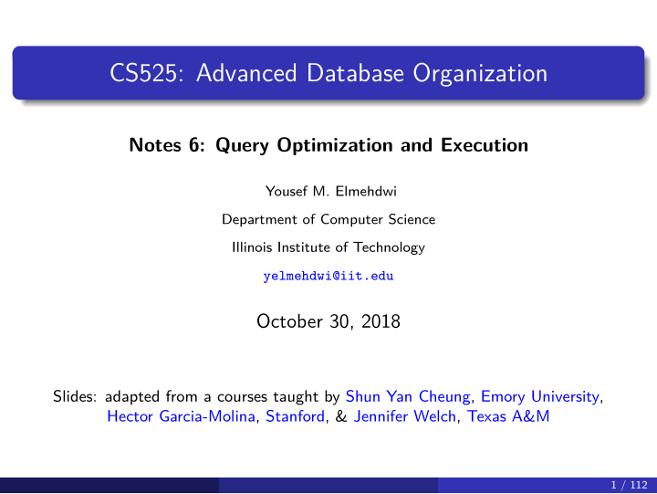 cs525 advanced database organization