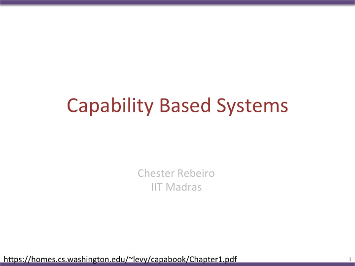 capability based systems