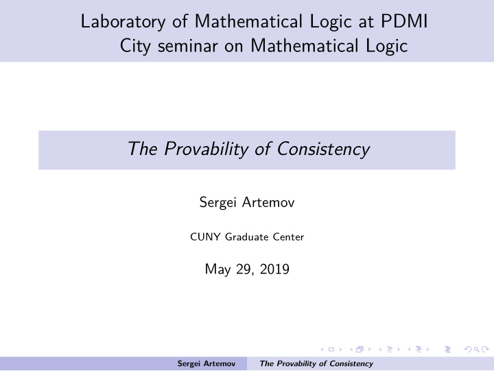laboratory of mathematical logic at pdmi city seminar on
