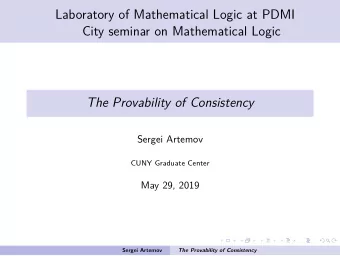 Laboratory of Mathematical Logic at PDMI  City seminar on Mathematical Logic  The Provability of