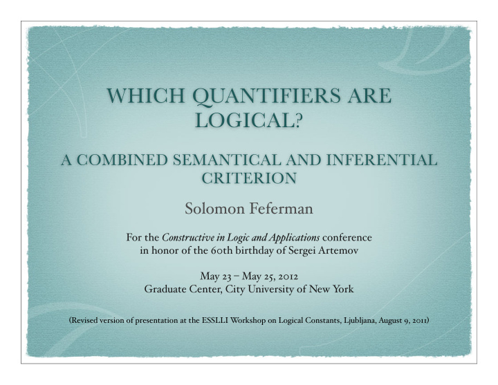 which quantifiers are logical