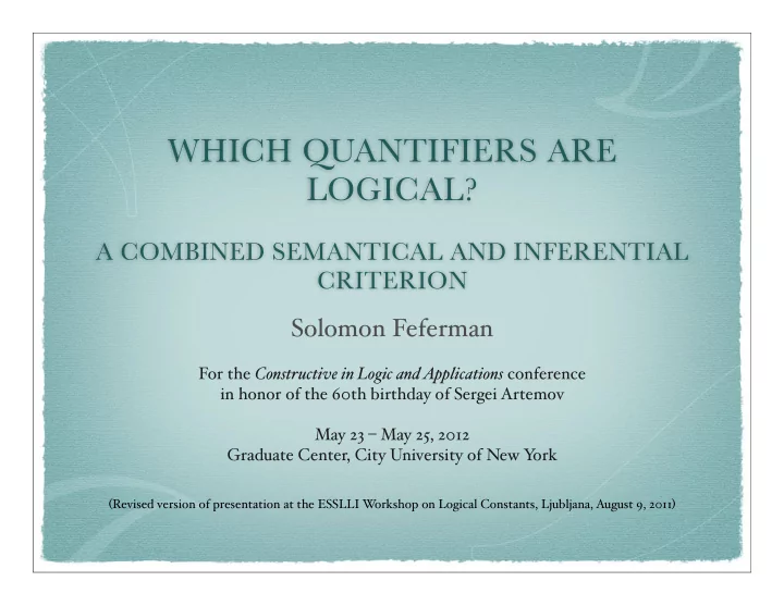 which quantifiers are logical