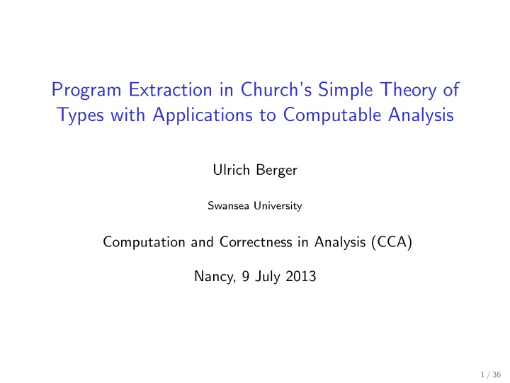 program extraction in church s simple theory of types