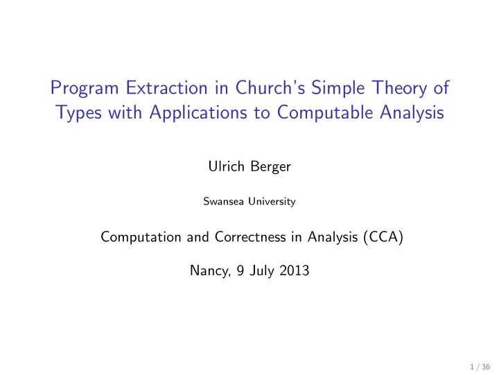 program extraction in church s simple theory of types