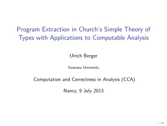 Program Extraction in Churchs Simple Theory of  Types with Applications to Computable Analysis