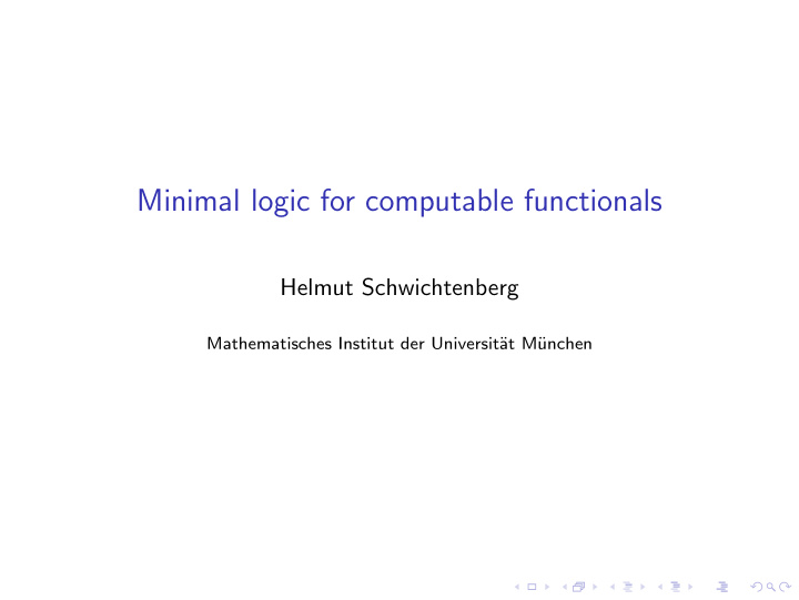 minimal logic for computable functionals