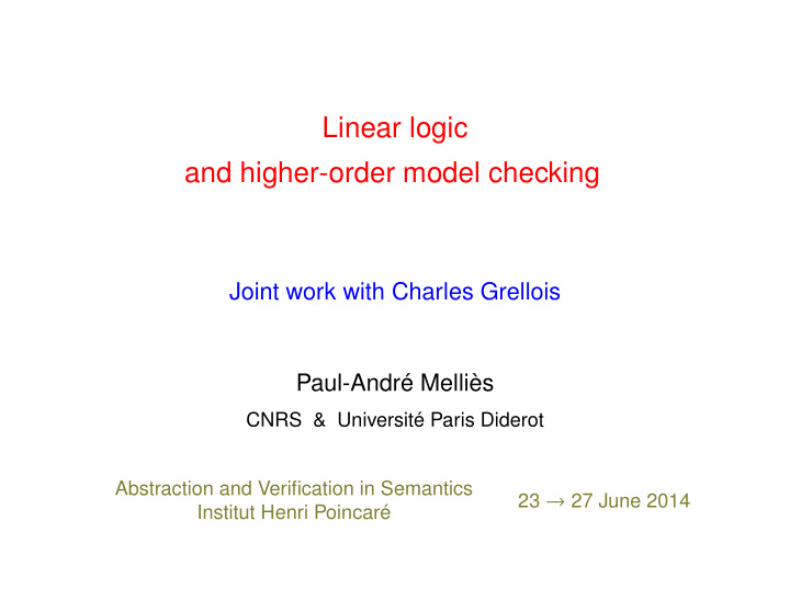linear logic and higher order model checking