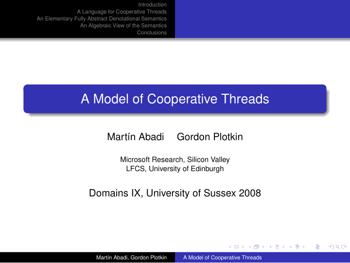 a model of cooperative threads