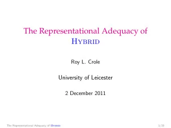 The Representational Adequacy of  Hybrid  Roy L. Crole  University of Leicester  2 December 2011