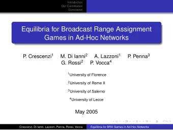 Equilibria for Broadcast Range Assignment  Games in Ad-Hoc Networks . Crescenzi 1 M. Di Ianni 2 A.