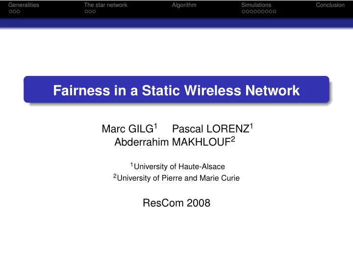 fairness in a static wireless network