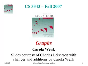 Graphs  Carola Wenk  Slides courtesy of Charles Leiserson with  changes and additions by Carola