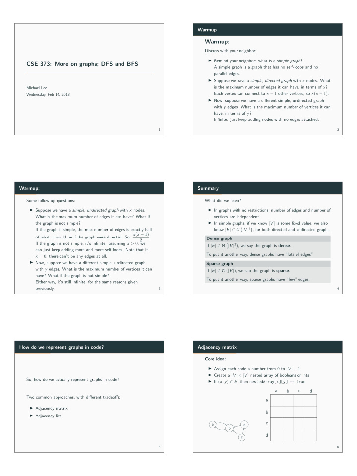 cse 373 more on graphs dfs and bfs