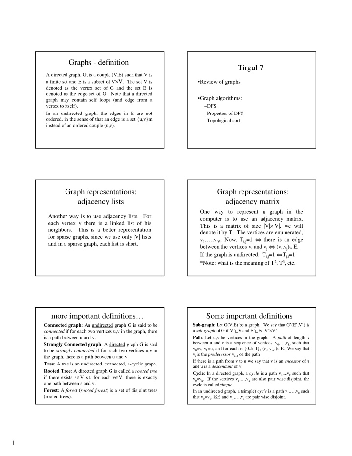 graphs definition tirgul 7