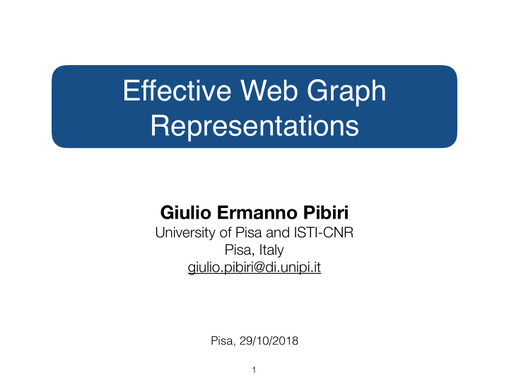 effective web graph representations