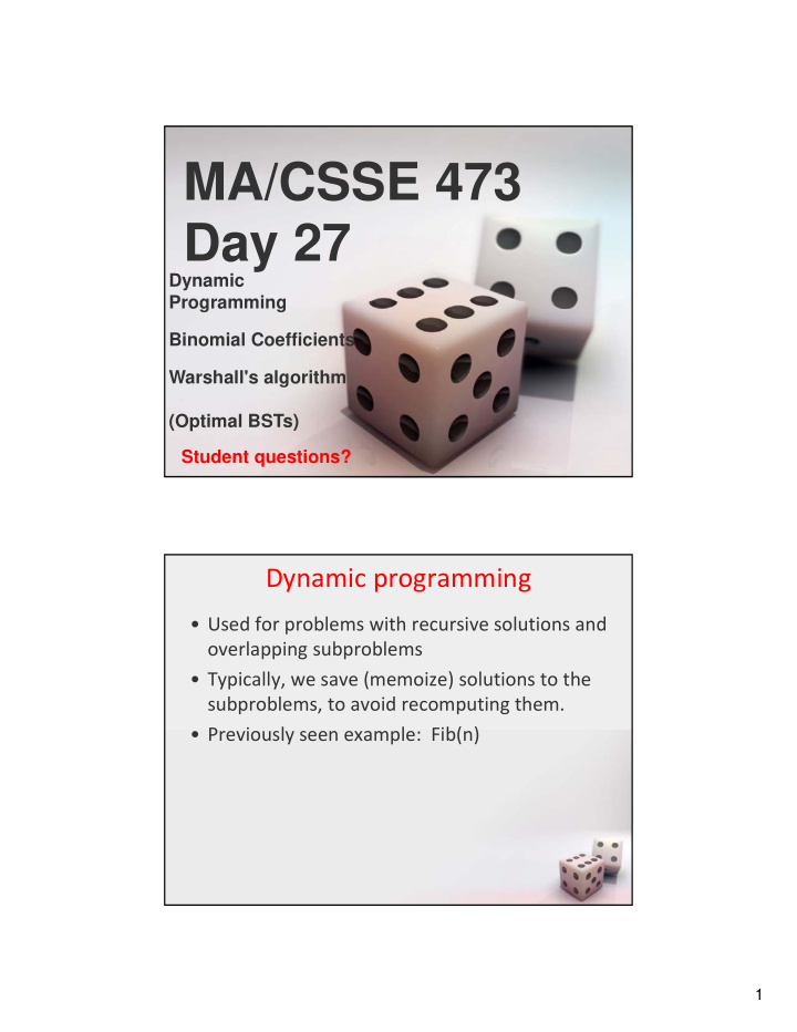 ma csse 473 day 27