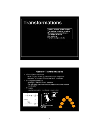 Transformations  Vectors, bases, and matrices  Vectors, bases, and matrices  Translation, rotation,