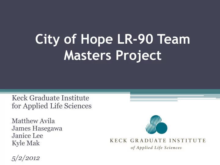 city of hope lr 90 team