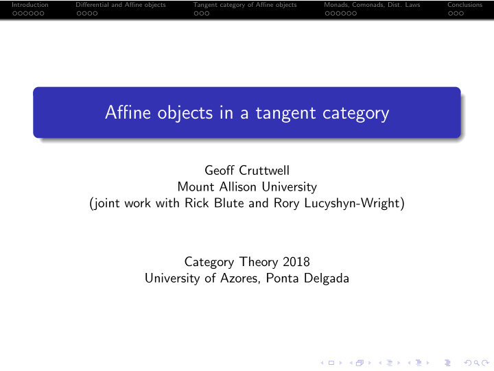 affine objects in a tangent category