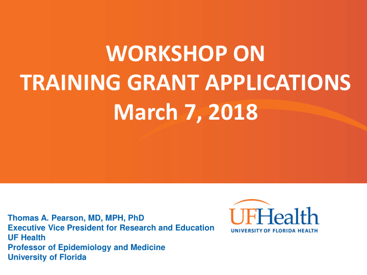 workshop on training grant applications march 7 2018