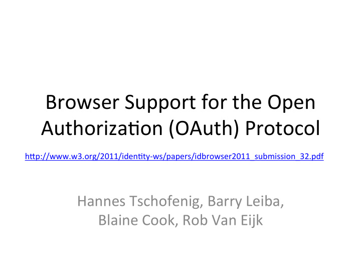 browser support for the open authoriza4on oauth protocol