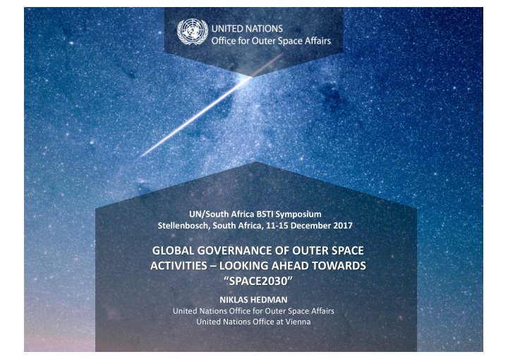 global governance of outer space activities looking ahead
