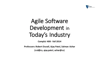 Ag  Agile    Software      De  Development    in  in      To  Todays