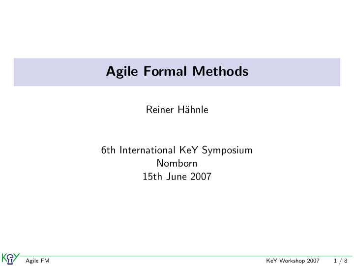 agile formal methods