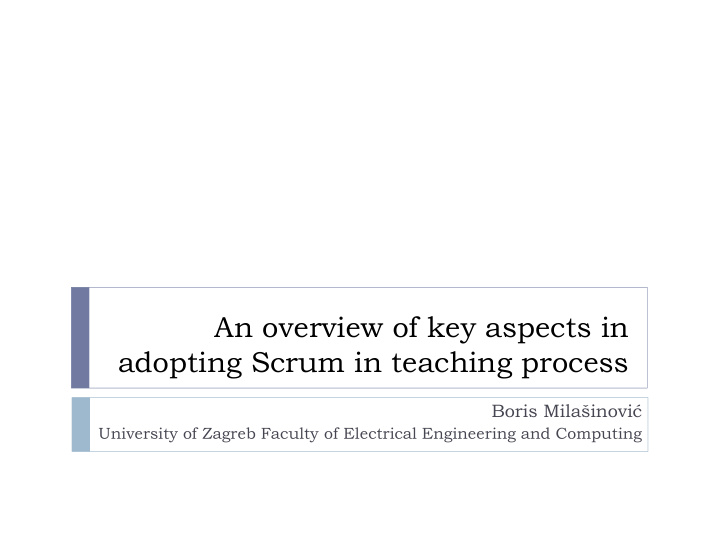 an overview of key aspects in adopting scrum in teaching