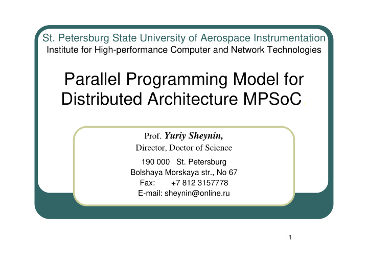 distributed architecture mpsoc