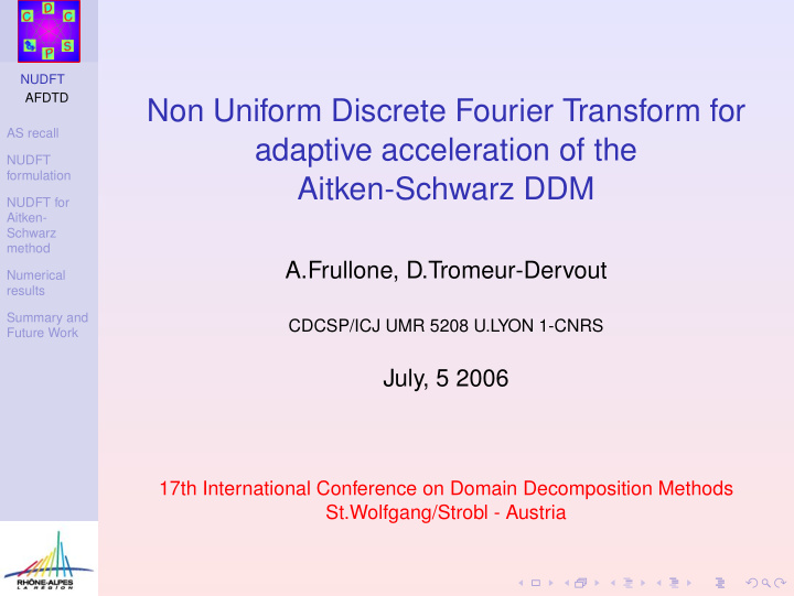 non uniform discrete fourier transform for