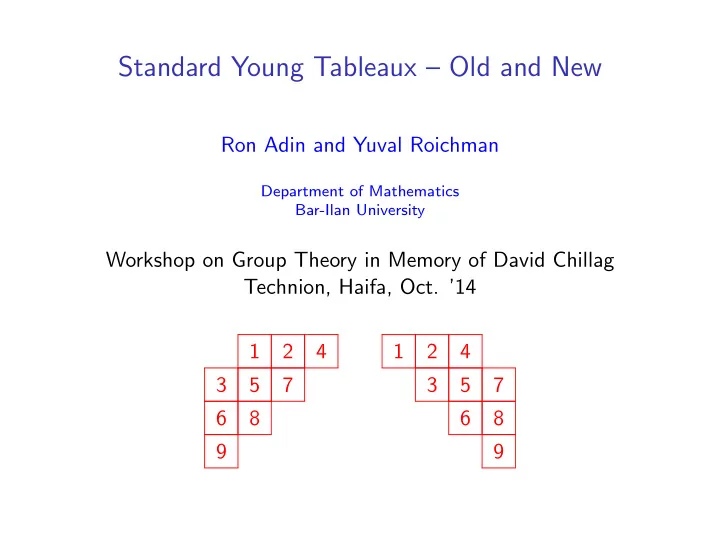 standard young tableaux old and new