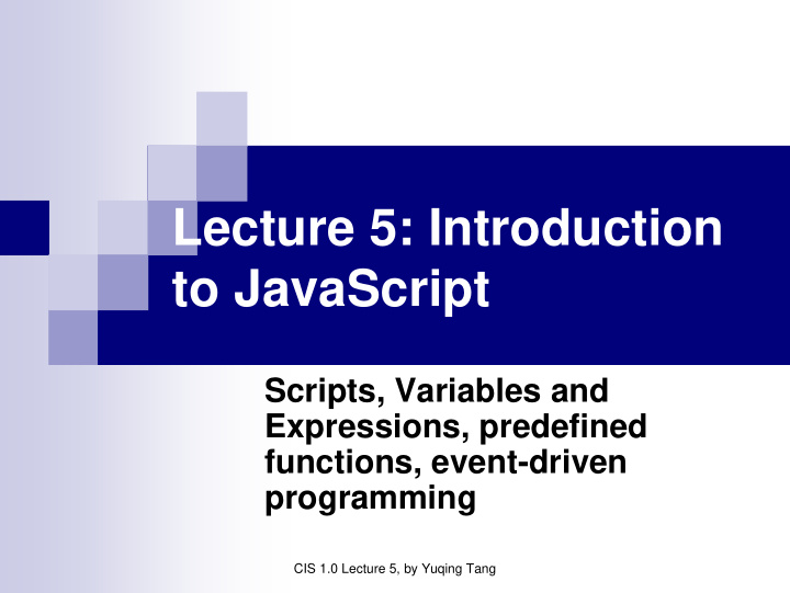 lecture 5 introduction to javascript