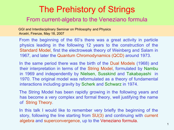 the prehistory of strings