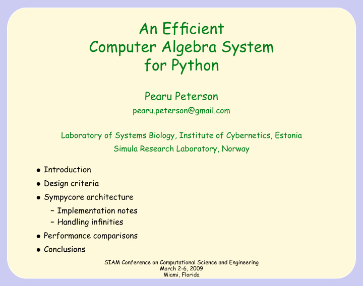an efficient computer algebra system for python
