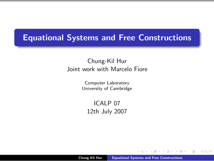 equational systems and free constructions