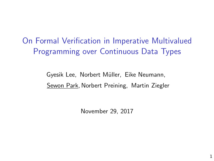 on formal verification in imperative multivalued