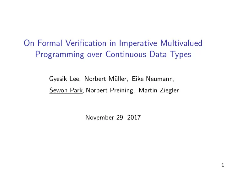 on formal verification in imperative multivalued