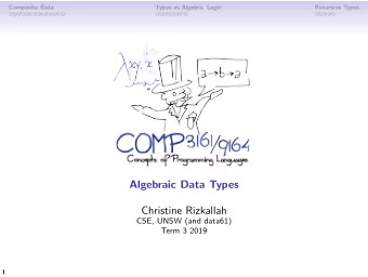 Algebraic Data Types  Christine Rizkallah  CSE, UNSW (and data61)  Term 3 2019  1  Composite Data