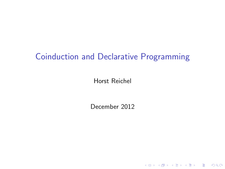 coinduction and declarative programming