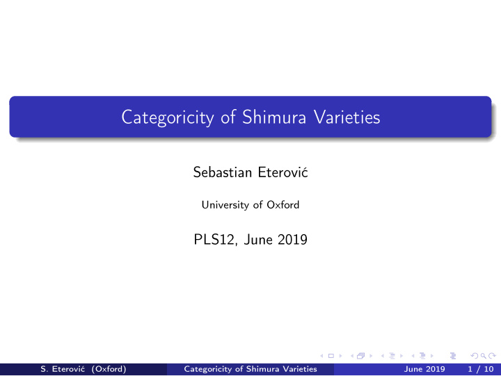 categoricity of shimura varieties