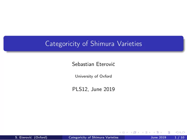categoricity of shimura varieties