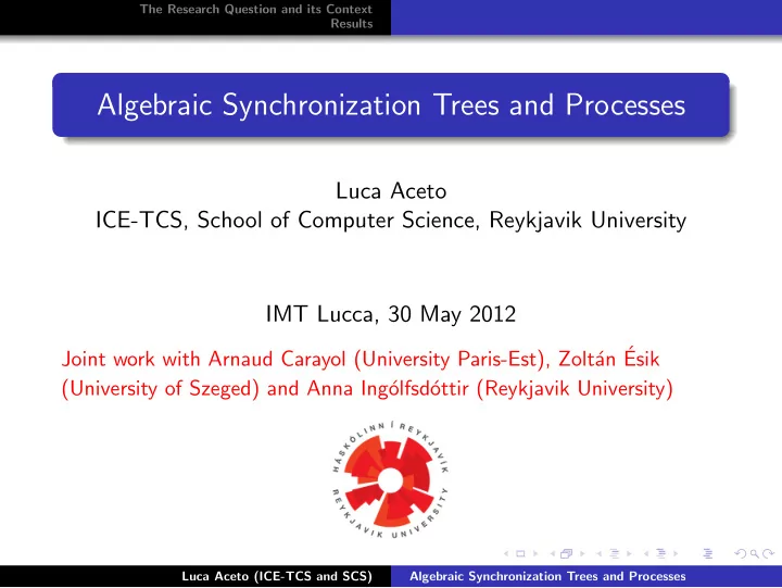 algebraic synchronization trees and processes