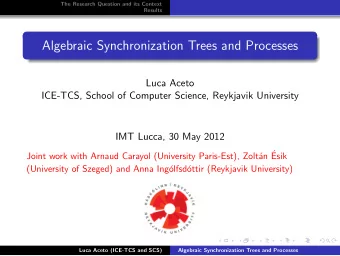 Algebraic Synchronization Trees and Processes  Luca Aceto  ICE-TCS, School of Computer Science,