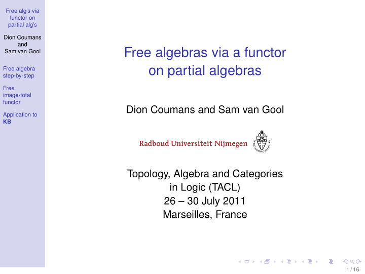free algebras via a functor